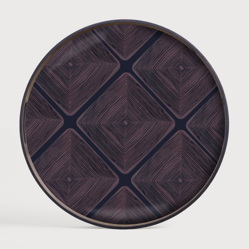 Midnight Linear Squares glass tray