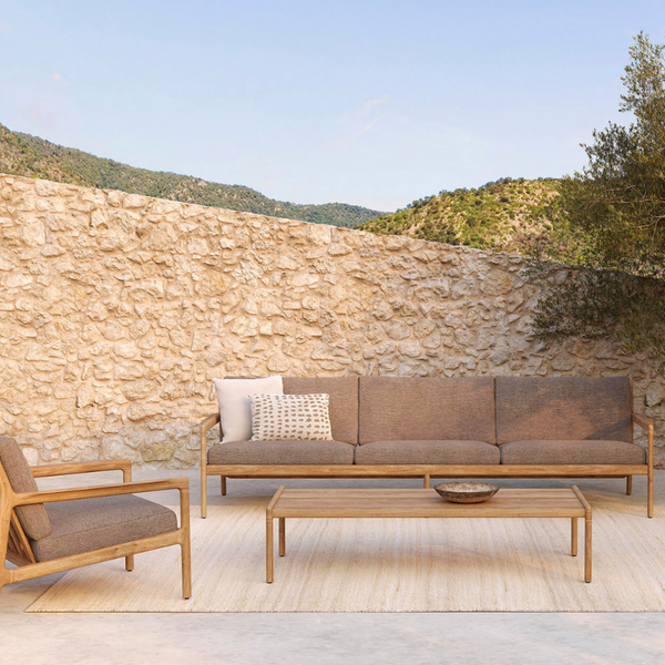 Hvid boucle outdoor pude