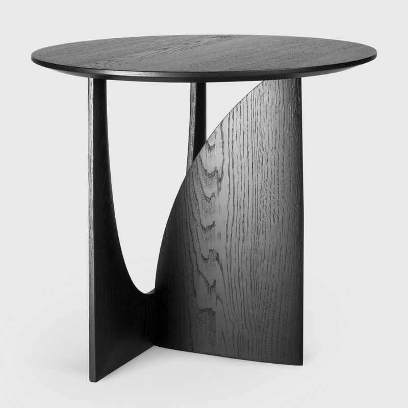 Oak Geometric Black Side Table